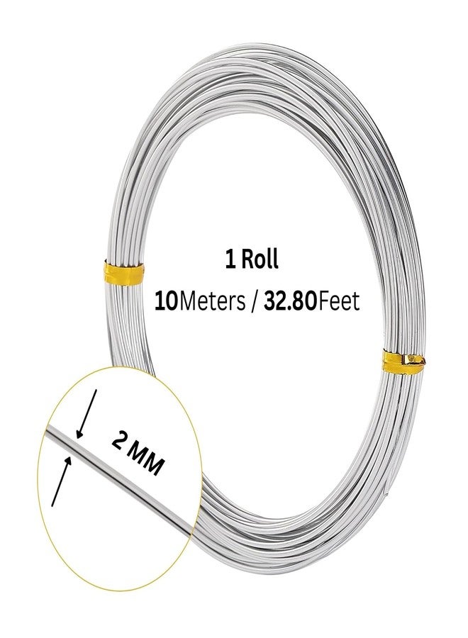POWER HUB 14 Gauge (2MM) - 10 Meters Aluminium Silver Art and Craft Wire for Jewellery Making, Flower Decoration and Floral Arrangement -Size 2mm - Image 2